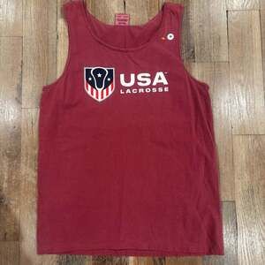 Comfort Colors USA Lacrosse Shield Tank Top Red Size M